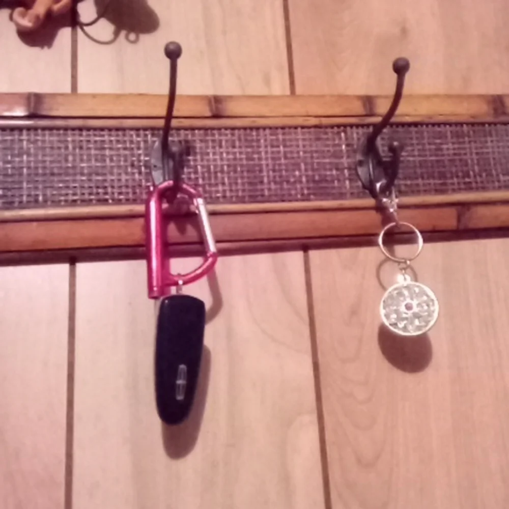 Long Vintage bamboo and wrought iron Wall 4 hooks